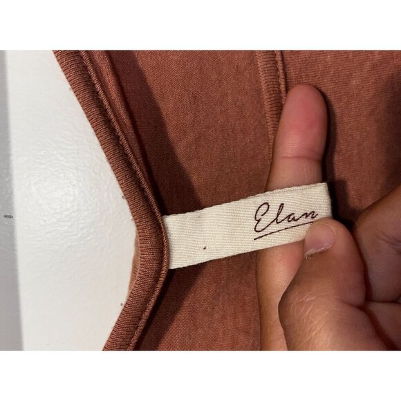 Elan Rust Long Sleeve Boat Neck Tunic Lightweight Stretchy Fabric Women's Top Si - Picture 3 of 9